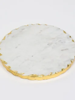 Inspire Me! Home Decor Round Marble Tray With Gold Line Details Hot