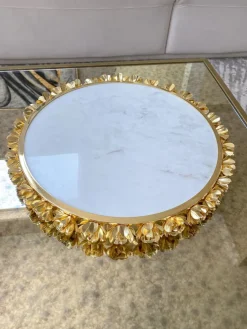 Inspire Me! Home Decor Round Marble Bowl W/ Gold Metal Base Clearance