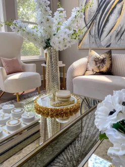 Inspire Me! Home Decor Round Marble Bowl W/ Gold Metal Base Clearance