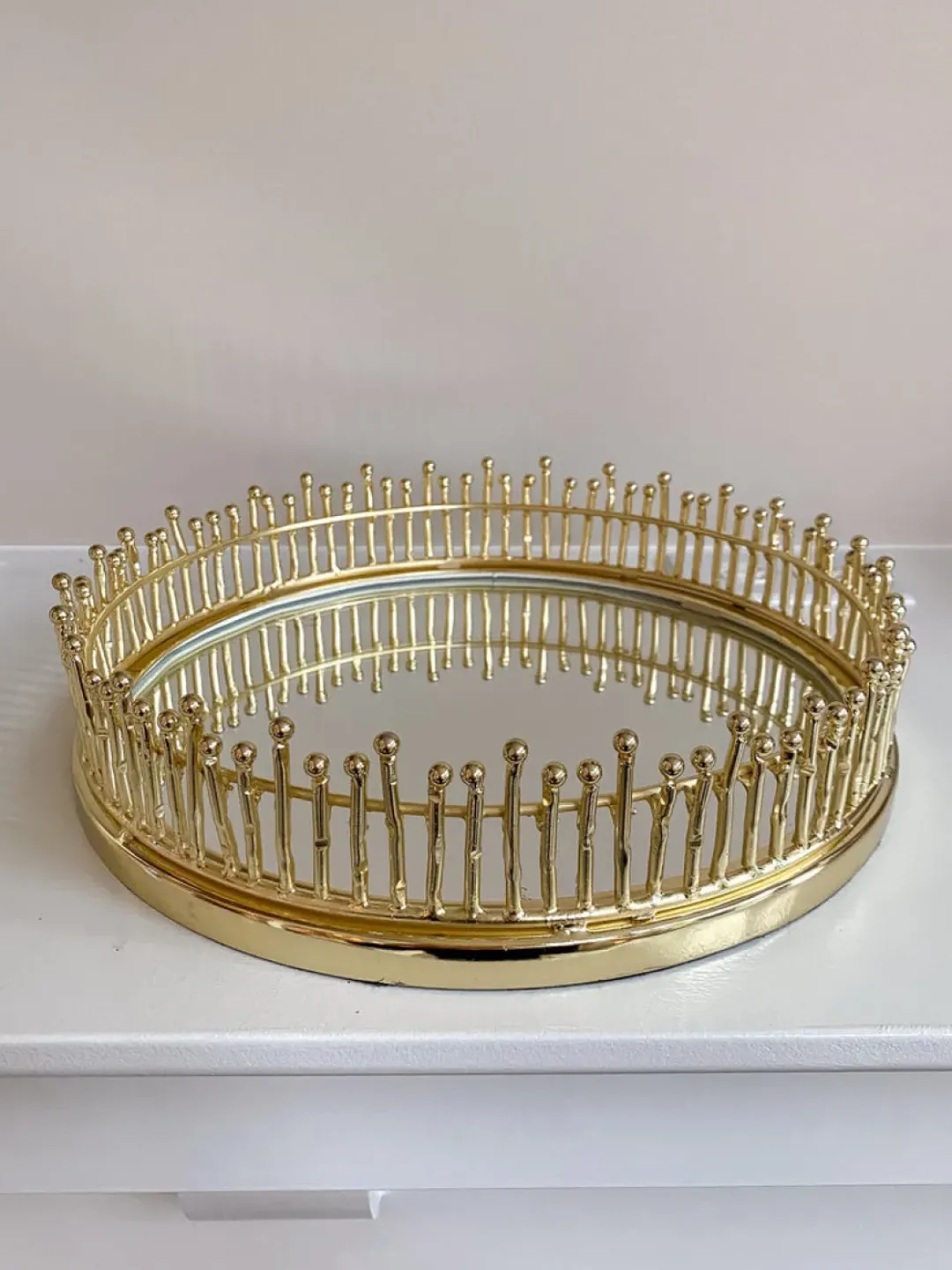 Inspire Me! Home Decor Round Marble Tray With Gold Floral Edge Clearance