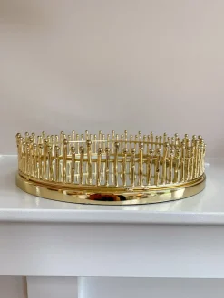 Inspire Me! Home Decor Round Marble Tray With Gold Floral Edge Clearance