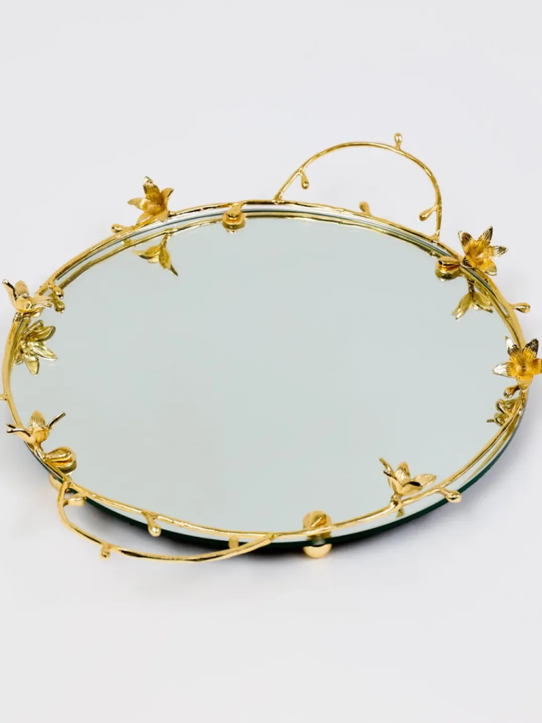 Inspire Me! Home Decor Round Marble Tray With Silver Floral Edge Hot