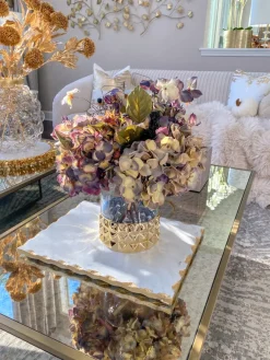 Inspire Me! Home Decor Round Mirrored Tray With Gold Flower Design Sale