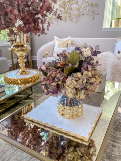 Inspire Me! Home Decor Round Mirrored Tray With Gold Flower Design Sale