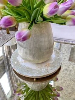 Inspire Me! Home Decor Round Trivet With White Jeweled Flower Details New