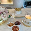 Inspire Me! Home Decor 3 Section Porcelain Dish With White Jeweled Flower Details Gold Best