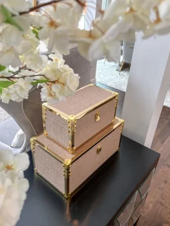 Inspire Me! Home Decor Set Of Decorative Wood Boxes With Acrylic & Gold Handle Fashion