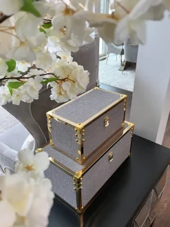 Inspire Me! Home Decor Set Of Decorative Wood Boxes With Acrylic & Gold Handle Fashion