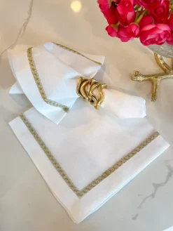 Inspire Me! Home Decor Set Of 4 Embroidered Border Napkins (2 Colors) Hot