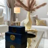 Inspire Me! Home Decor Set Of 2 Faux Leather Boxes W/ Gold Accent (2 Colors) Discount