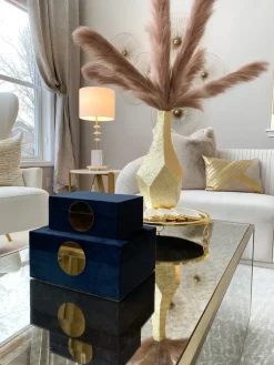 Inspire Me! Home Decor Set Of 2 Faux Leather Boxes W/ Gold Accent (2 Colors) Discount