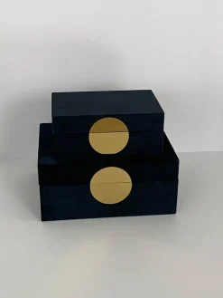 Inspire Me! Home Decor Set Of 2 Faux Leather Boxes W/ Gold Accent (2 Colors) Discount