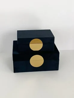 Inspire Me! Home Decor Set Of 2 Faux Leather Boxes W/ Gold Accent (2 Colors) Discount