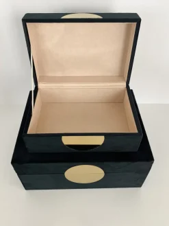 Inspire Me! Home Decor Set Of 2 Faux Leather Boxes W/ Gold Accent (2 Colors) Discount