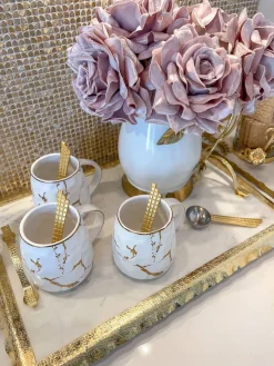 Inspire Me! Home Decor Set Of 6 Gold Stemmed Wine Glasses Outlet