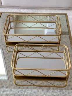 Inspire Me! Home Decor Set Of 2 Gold Mirrored Trays Fashion