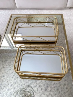 Inspire Me! Home Decor Set Of 2 Gold Mirrored Trays Fashion
