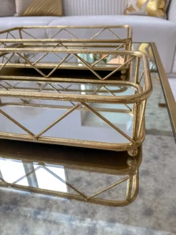 Inspire Me! Home Decor Set Of 2 Gold Mirrored Trays Fashion