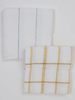 Inspire Me! Home Decor Set Of 2 Metallic Thread Gold Silver Dish Cloths Sale