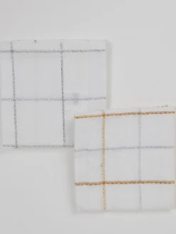 Inspire Me! Home Decor Set Of 2 Metallic Thread Gold Silver Dish Cloths Sale