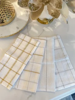 Inspire Me! Home Decor Set Of 2 Metallic Thread Gold Silver Dish Cloths Sale