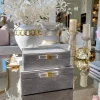Inspire Me! Home Decor Set Of 2 Velvet Black Boxes With Gold Circle Fashion