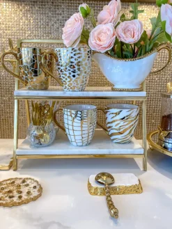 Inspire Me! Home Decor Set Of 2 White & Gold Tea Set Outlet