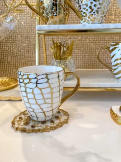 Inspire Me! Home Decor Set Of 2 White & Gold Tea Set Outlet