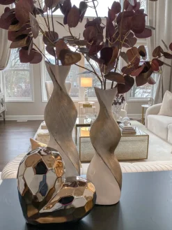 Inspire Me! Home Decor Shallow Glass Bowl With Gold Metal Swirl Fashion
