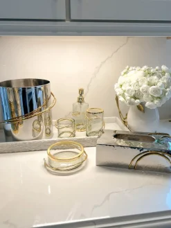 Inspire Me! Home Decor Short Silver And White Beaded Tray Sale