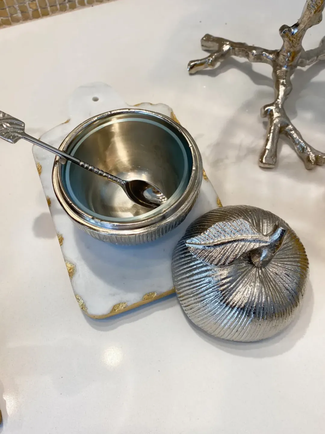 Inspire Me! Home Decor Silver And White 3 Section Serving Bowls Online