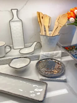 Inspire Me! Home Decor Silver And White Beaded Mini Cupcake Stand/Candle Holder Hot