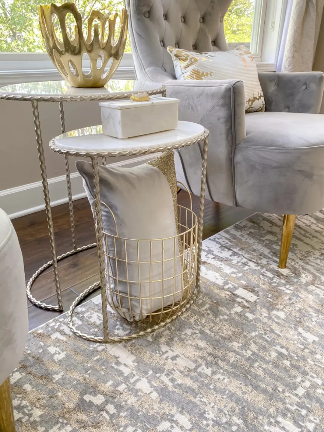 Inspire Me! Home Decor Silver And Gold Flower Top Canister (3 Sizes) Fashion