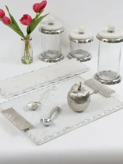 Inspire Me! Home Decor Silver & Gold Bathroom Set With Gold Vine Detail (5 Piece) Best