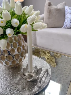 Inspire Me! Home Decor Silver Leaf Tea Light Holder Best