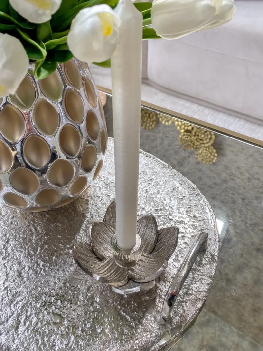 Inspire Me! Home Decor Silver Leaf Tea Light Holder Best