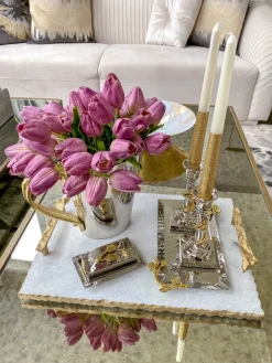 Inspire Me! Home Decor Silver Lotus Flower Candle Holder Best