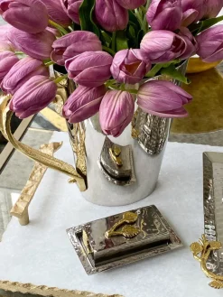 Inspire Me! Home Decor Silver Lotus Flower Candle Holder Best
