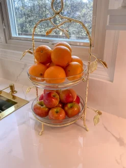 Inspire Me! Home Decor Silver Metal Tray With Open Gold Handles Hot