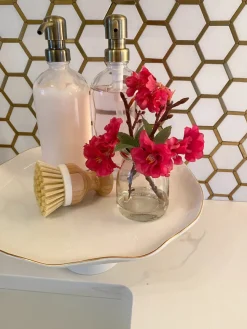 Inspire Me! Home Decor Silver Oval Tray With Gold Floral Handles Outlet