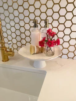 Inspire Me! Home Decor Silver Oval Tray With Gold Floral Handles Outlet