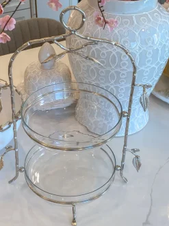Inspire Me! Home Decor Silver Pyrex Holder With Gold Mosaic Handles And Pyrex Hot