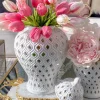Inspire Me! Home Decor Small Rectangular Marble Tray With White Jeweled Flower Details Clearance