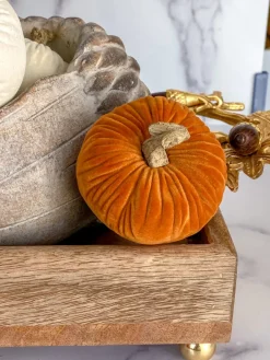 Inspire Me! Home Decor Small Striped Ceramic Pumpkin With Gold Stem Clearance