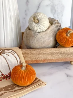 Inspire Me! Home Decor Small Striped Ceramic Pumpkin With Gold Stem Clearance