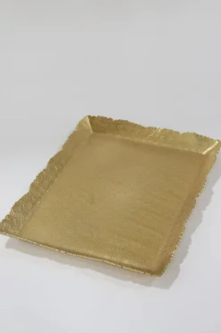 Inspire Me! Home Decor Square Mirrored Tray With Gold Flower Design Fashion