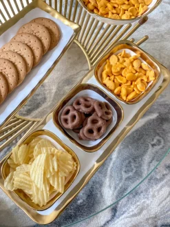 Inspire Me! Home Decor 3 Square Snack Bowls W/Tray Set Gold Discount