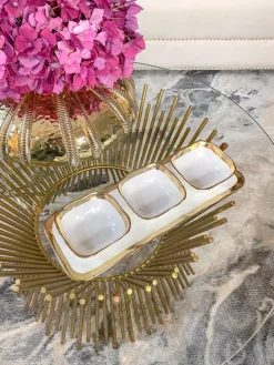 Inspire Me! Home Decor 3 Square Snack Bowls W/Tray Set Gold Discount