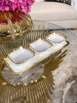 Inspire Me! Home Decor 3 Square Snack Bowls W/Tray Set Gold Discount