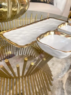Inspire Me! Home Decor 3 Square Snack Bowls W/Tray Set Gold Discount